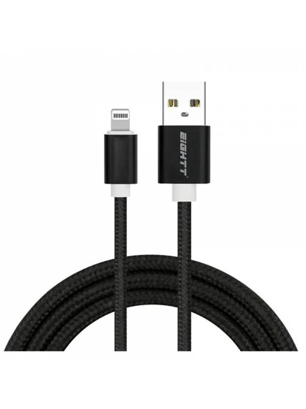 CABLE USB 2.0  1 M A LIGHTNING CARGA TRENZADO IPHONE NEGRO PN: ECI-2B EAN: 8425402170861