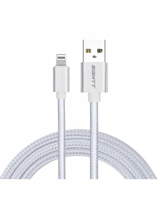 CABLE USB 2.0  1 M A LIGHTNING  CARGA TRENZADO IPHONE PLATA PN: ECI-2S EAN: 8425402170854