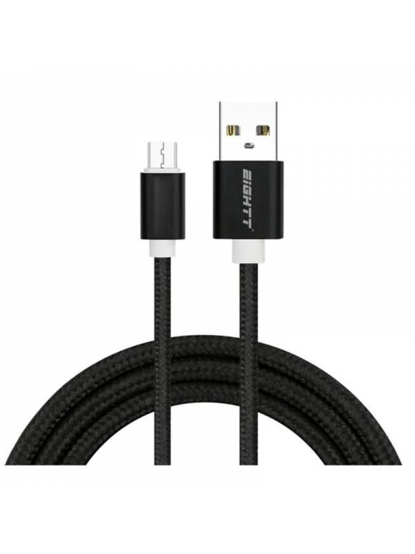 CABLE USB 2.0  1 M A MICRO USB  CARGA TRENZADO NEGRO PN: ECM-1B EAN: 8425402170892