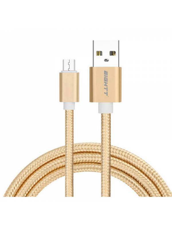 CABLE USB 2.0  1 M A MICRO USB  CARGA TRENZADO ORO PN: ECM-1G EAN: 8425402170878