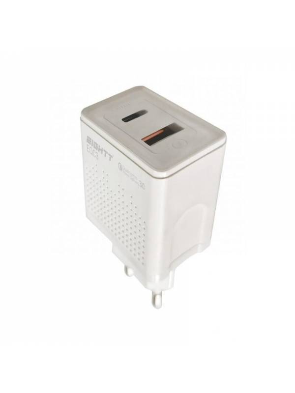 CARGADOR 5V ENCHUFE HOME 3A    1 X USB 3.0, 1 X TYPE-C BLANCO PN: EQC3 EAN: 8425402168660