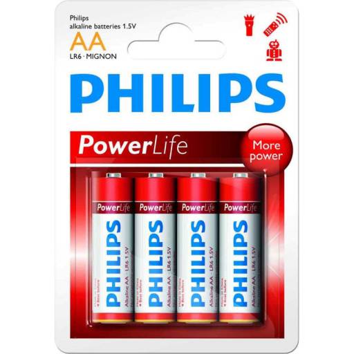 PILAS  AA  4 UNDS PHILIPS BLIS TER ALCALINA PN: LR6P4B/05 EAN: 8712581549909