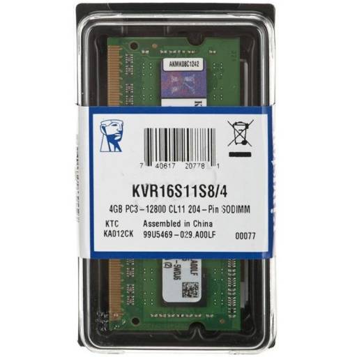 SODIMM DDR3 4GB/1600 KINGSTON  MHz PN: KVR16S11S8/4 EAN: 740617207781