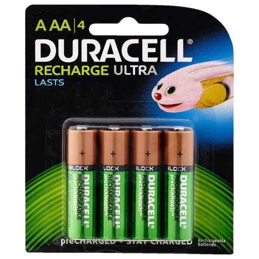 PILAS AAA  4 UNDS DURACELL REC ARGABLES PN: DURDLLR03P4B EAN: 5000394203822