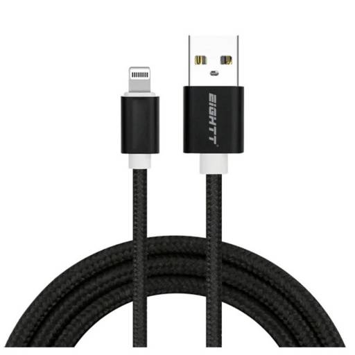 CABLE USB 2.0  1 M A LIGHTNING CARGA TRENZADO IPHONE NEGRO PN: ECI-2B EAN: 8425402170861