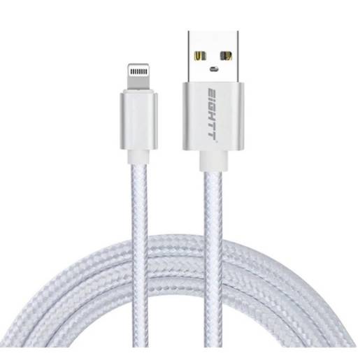 CABLE USB 2.0  1 M A LIGHTNING  CARGA TRENZADO IPHONE PLATA PN: ECI-2S EAN: 8425402170854