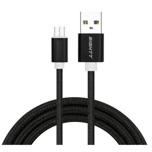 CABLE USB 2.0  1 M A MICRO USB  CARGA TRENZADO NEGRO PN: ECM-1B EAN: 8425402170892