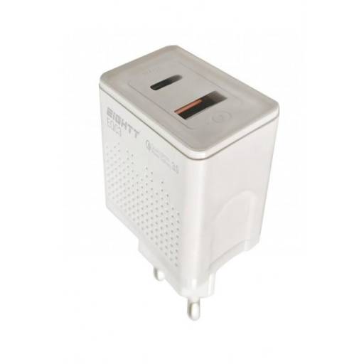 CARGADOR 5V ENCHUFE HOME 3A    1 X USB 3.0, 1 X TYPE-C BLANCO PN: EQC3 EAN: 8425402168660