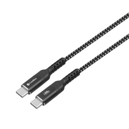 CABLE USB TYPE C A TYPE C 1.2M NEGRO TRENZADO 3.0 PN: COO-CAB-UC-60W EAN: 8436556141577