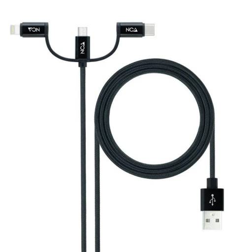 KIT CABLE 3 EN 1 USB A TYPE-C  / MICRO /LIGHTNING 1M PN: 10.01.3200 EAN: 8433281012936