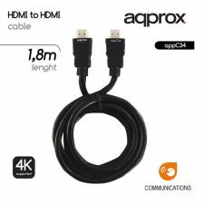 CABLE HDMI A HDMI   1.8M 1.4   4K NEGRO APPROX PN: APPC34 EAN: 8435099522904